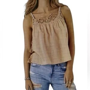 NWOT American Eagle Outfitters Camisole Tank Top Side Ties Crochet (K-1)